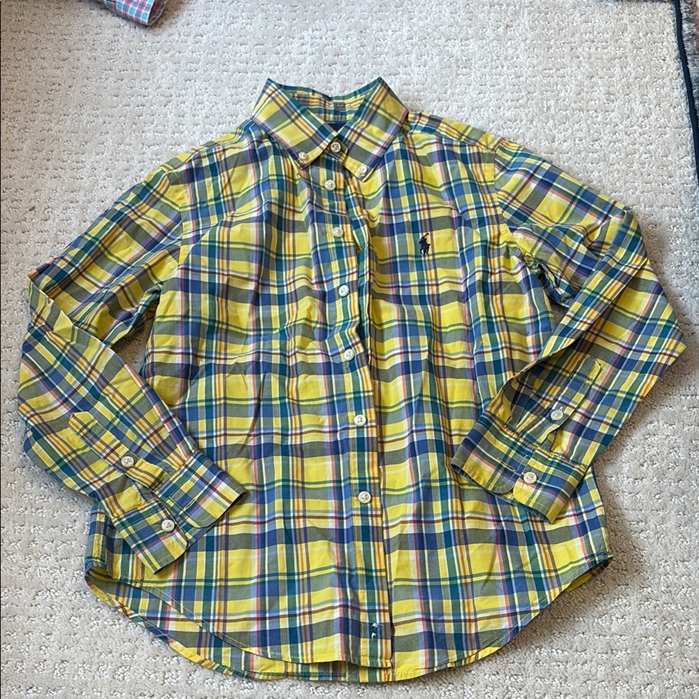 Ralph Lauren Yellow and Blue Plaid Kids Shirt
